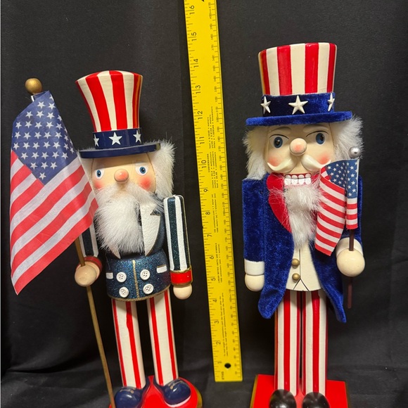 Patriotic Nutcracker Figures with American Flags - Picture 3 of 3